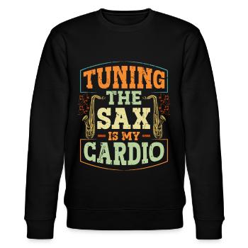 Saxophon Saxophonist - Stanley/Stella Unisex Bio-Sweatshirt CHANGER  - Schwarz - Vorne - Nik (191cm) & Marisol (170cm)