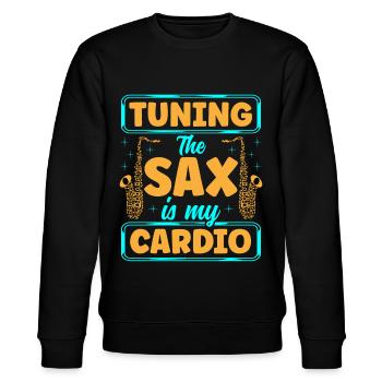 Saxophon Saxophonist - Stanley/Stella Unisex Bio-Sweatshirt CHANGER  - Schwarz - Vorne - Nik (191cm) & Marisol (170cm)