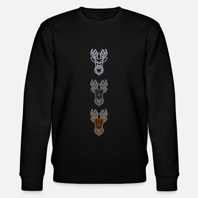 Rothirsch Geweih mit Hirschgeweih - Stanley/Stella Unisex Bio-Sweatshirt CHANGER  - Schwarz