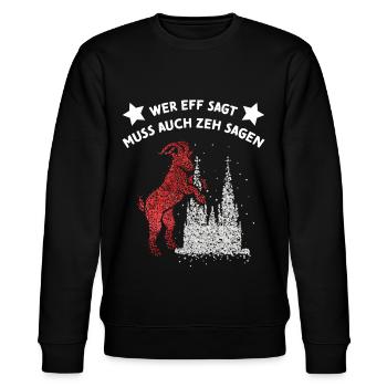 Kölner Dom Rot Weiss Rut Wies Fussball Karnevalist - Stanley/Stella Unisex Bio-Sweatshirt CHANGER  - Schwarz - Vorne - Nik (191cm) & Marisol (170cm)