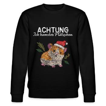 Hamster Plätzchen Weihnachtsbacken Kekse Hamstern - Stanley/Stella Unisex Bio-Sweatshirt CHANGER  - Schwarz - Vorne - Nik (191cm) & Marisol (170cm)