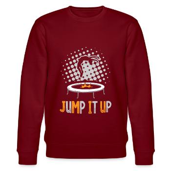 Jump It Up Trampolin Trampolinist Trampolin - Stanley/Stella Unisex Bio-Sweatshirt CHANGER  - Burgunderrot - Vorne - Nik (191cm) & Marisol (170cm)
