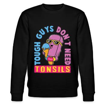 Eiscreme logo Sommer Softeis Geschenkidee - Stanley/Stella Unisex Bio-Sweatshirt CHANGER  - Schwarz - Vorne - Nik (191cm) & Marisol (170cm)