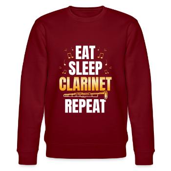 Eat Sleep Clarinet Wiederholungs-klarinettist - Stanley/Stella Unisex Bio-Sweatshirt CHANGER  - Burgunderrot - Vorne - Nik (191cm) & Marisol (170cm)