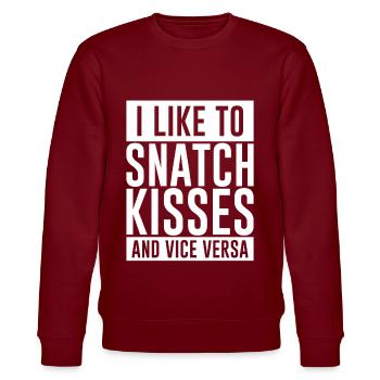 I Like To Snatch Kisses And Vice Versa - Stanley/Stella CHANGER Unisex Organic Sweatshirt - burgundy - Front - Nik (191cm) & Marisol (170cm)