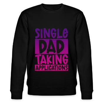Single Dad Taking Application 4 - Stanley/Stella CHANGER Unisex Organic Sweatshirt - black - Front - Nik (191cm) & Marisol (170cm)
