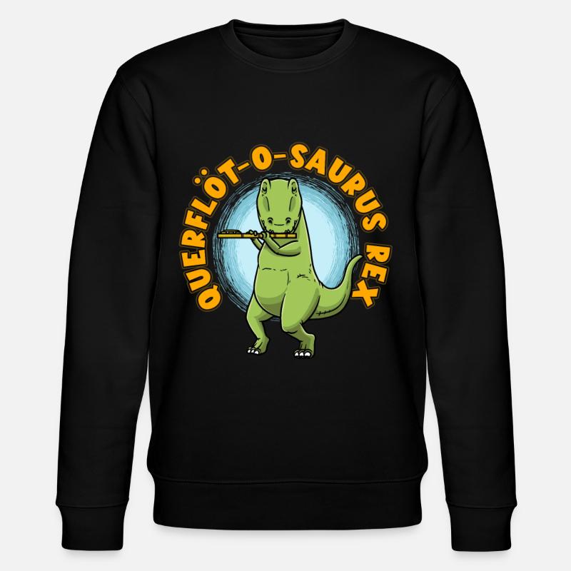 Querflöt-O-Saurus Rex Dinosaurier Querflöte - Stanley/Stella Unisex Bio-Sweatshirt CHANGER - Schwarz