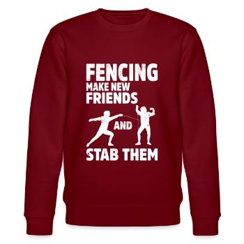 Fechten Geschenkidee für Fechter - Stanley/Stella Unisex Bio-Sweatshirt CHANGER  - Burgunderrot - Vorne - Nik (191cm) & Marisol (170cm)