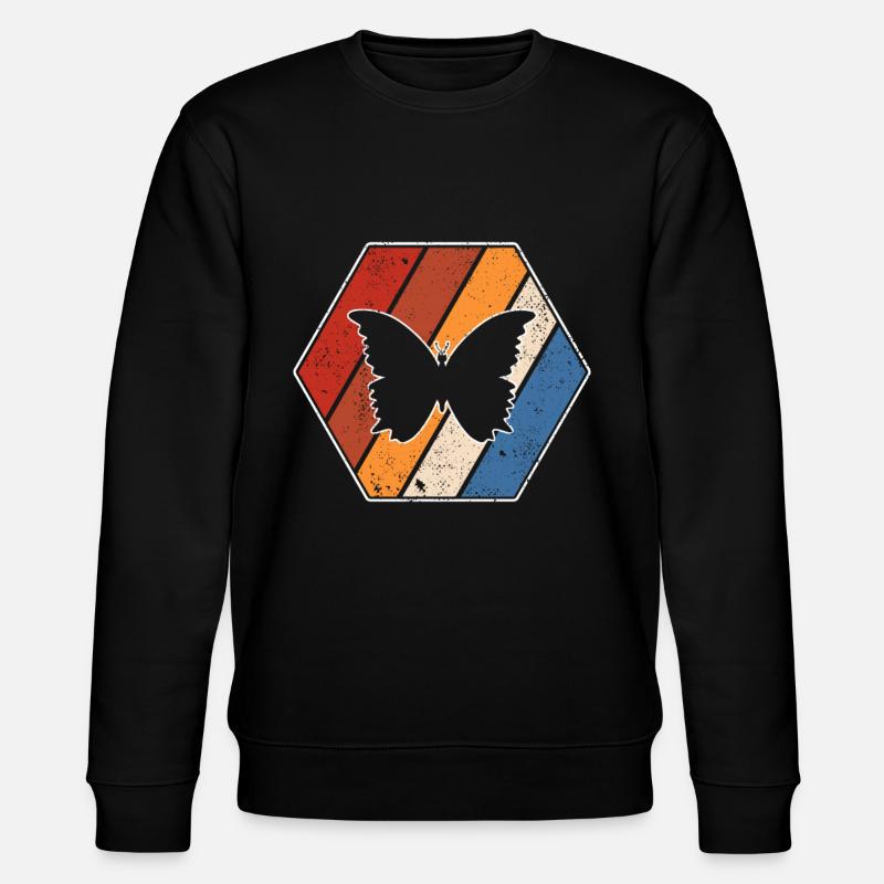 Schmetterling Retro - Stanley/Stella Unisex Bio-Sweatshirt CHANGER  - Schwarz