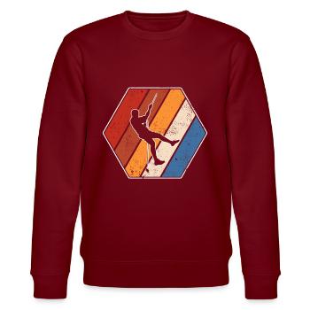Klettern Retro - Stanley/Stella Unisex Bio-Sweatshirt CHANGER  - Burgunderrot - Vorne - Nik (191cm) & Marisol (170cm)