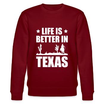 La vie est meilleure au Texas Amérique Texan USA - Sweat bio CHANGER Stanley/Stella Unisexe - bordeaux - Devant - Nik (191cm) & Marisol (170cm)