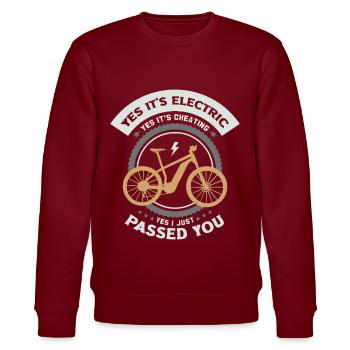 Yes, I just got your e-bike electric bike - Stanley/Stella CHANGER Unisex Organic Sweatshirt - burgundy - Front - Nik (191cm) & Marisol (170cm)