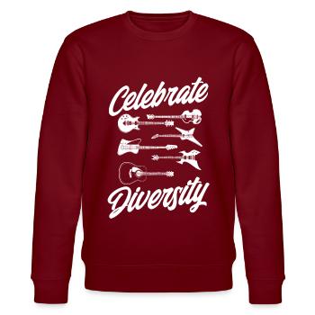 Celebrate Diversity - Stanley/Stella CHANGER Unisex Organic Sweatshirt - burgundy - Front - Nik (191cm) & Marisol (170cm)