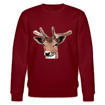 Conception d’animaux de la forêt de cerfs - Sweat bio CHANGER Stanley/Stella Unisexe - bordeaux - Devant - Nik (191cm) & Marisol (170cm)