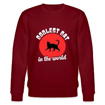 Coole Katze Spruch - Stanley/Stella Unisex Bio-Sweatshirt CHANGER  - Burgunderrot - Vorne - Nik (191cm) & Marisol (170cm)