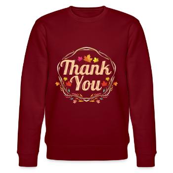 Thank You Wreath From Branches Autumn Thanksgiving - Stanley/Stella Unisex Bio-Sweatshirt CHANGER  - Burgunderrot - Vorne - Nik (191cm) & Marisol (170cm)