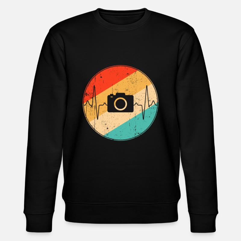 Camera Retro Heartbeat - Stanley/Stella CHANGER Unisex Organic Sweatshirt - black