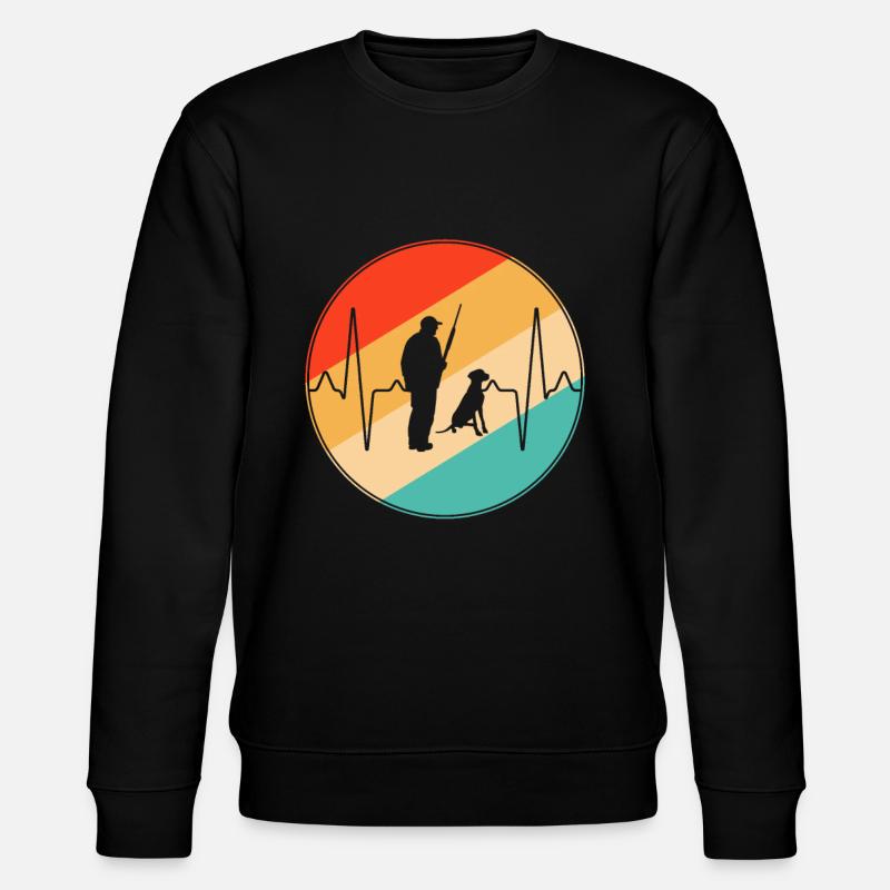 Hunting Retro Heartbeat - Stanley/Stella CHANGER Unisex Organic Sweatshirt - black