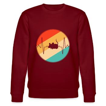 Maus Retro Herzschlag - Stanley/Stella Unisex Bio-Sweatshirt CHANGER  - Burgunderrot - Vorne - Nik (191cm) & Marisol (170cm)