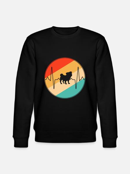 Mops Retro Herzschlag - Stanley/Stella Unisex Bio-Sweatshirt CHANGER - Schwarz