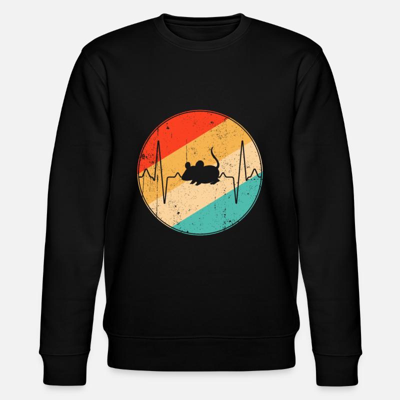 Mouse Retro Heartbeat - Stanley/Stella CHANGER Unisex Organic Sweatshirt - black