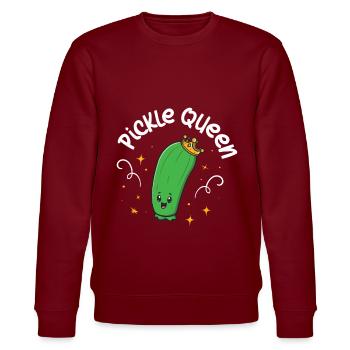Pickle Queen - Stanley/Stella CHANGER Unisex Organic Sweatshirt - burgundy - Front - Nik (191cm) & Marisol (170cm)