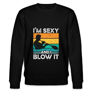 Ich Bin Sexy Und Ich Blase Glasbläserei - Stanley/Stella Unisex Bio-Sweatshirt CHANGER  - Schwarz - Vorne - Nik (191cm) & Marisol (170cm)