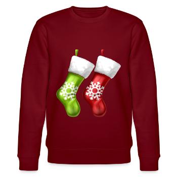 Chaussettes sur les bas de cheminée sur la cheminée de Noël - Sweat bio CHANGER Stanley/Stella Unisexe - bordeaux - Devant - Nik (191cm) & Marisol (170cm)