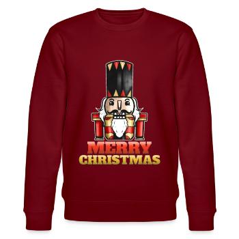 Nutcracker Merry Christmas - Stanley/Stella Unisex Bio-Sweatshirt CHANGER  - Burgunderrot - Vorne - Nik (191cm) & Marisol (170cm)