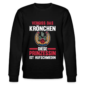 Hufbeschlagschmied Prinzessin Pferdeschmied Hufsch - Stanley/Stella Unisex Bio-Sweatshirt CHANGER  - Schwarz - Vorne - Nik (191cm) & Marisol (170cm)