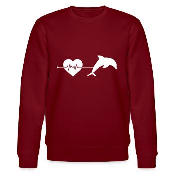 Delfin Herzschlag - Stanley/Stella Unisex Bio-Sweatshirt CHANGER  - Burgunderrot - Vorne - Nik (191cm) & Marisol (170cm)