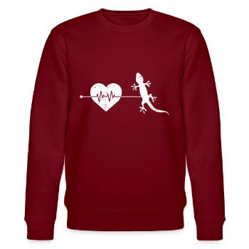 Eidechse Herzschlag - Stanley/Stella Unisex Bio-Sweatshirt CHANGER  - Burgunderrot - Vorne - Nik (191cm) & Marisol (170cm)