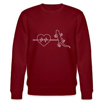Eidechse Herzschlag - Stanley/Stella Unisex Bio-Sweatshirt CHANGER  - Burgunderrot - Vorne - Nik (191cm) & Marisol (170cm)