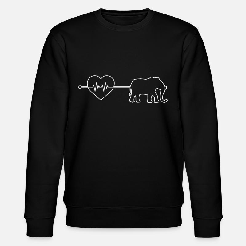 Elefant Herzschlag - Stanley/Stella Unisex Bio-Sweatshirt CHANGER - Schwarz