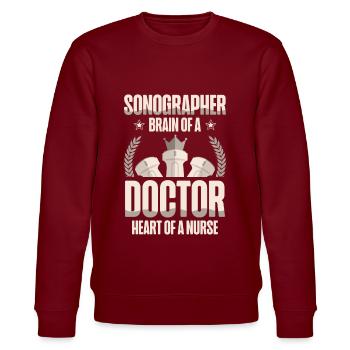 Sonographer Gehirn Eines Arztes Herz Einer - Stanley/Stella Unisex Bio-Sweatshirt CHANGER  - Burgunderrot - Vorne - Nik (191cm) & Marisol (170cm)