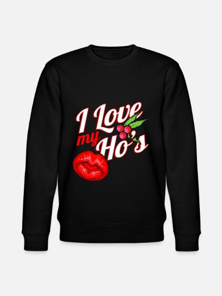 I Love My Ho's Kissing Mouth Mistletoe Christmas - Stanley/Stella CHANGER Unisex Organic Sweatshirt - black