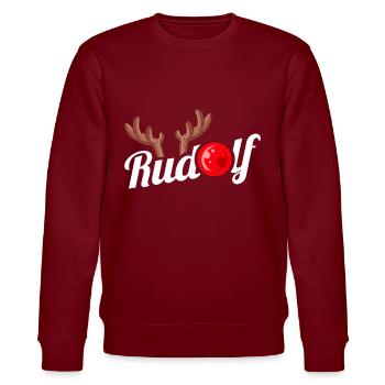 Rudolph The Reindeer Antlers Red Nose Christmas - Stanley/Stella Unisex Bio-Sweatshirt CHANGER  - Burgunderrot - Vorne - Nik (191cm) & Marisol (170cm)