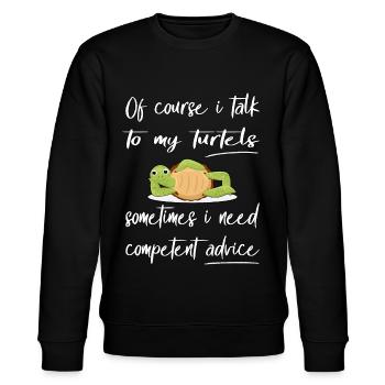Funny Turtle Design Pet - Stanley/Stella CHANGER Unisex Organic Sweatshirt - black - Front - Nik (191cm) & Marisol (170cm)