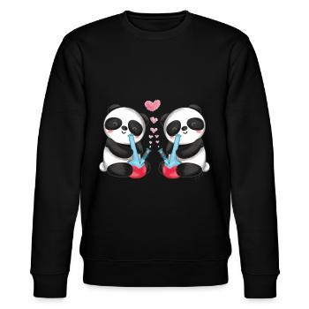 Panda Bears in Love Smoke Bong Cute - Stanley/Stella CHANGER Unisex Organic Sweatshirt - black - Front - Nik (191cm) & Marisol (170cm)