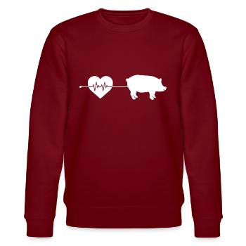 Schwein Herzschlag - Stanley/Stella Unisex Bio-Sweatshirt CHANGER  - Burgunderrot - Vorne - Nik (191cm) & Marisol (170cm)