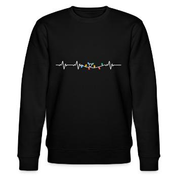 Herzschlag Weihnachten Weihnachtsdekoration - Stanley/Stella Unisex Bio-Sweatshirt CHANGER  - Schwarz - Vorne - Nik (191cm) & Marisol (170cm)