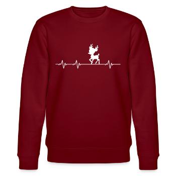 Herzschlag Weihnachten Weihnachtsdekoration - Stanley/Stella Unisex Bio-Sweatshirt CHANGER  - Burgunderrot - Vorne - Nik (191cm) & Marisol (170cm)