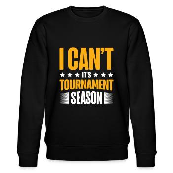 I Can't It's Tournament Season Trading Card Game - Stanley/Stella Unisex Bio-Sweatshirt CHANGER  - Schwarz - Vorne - Nik (191cm) & Marisol (170cm)