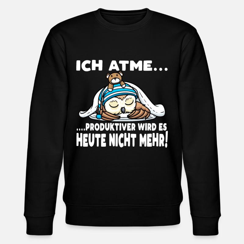 Schlummernde Eule Mit Kuscheltier Schlaf - Stanley/Stella Unisex Bio-Sweatshirt CHANGER  - Schwarz