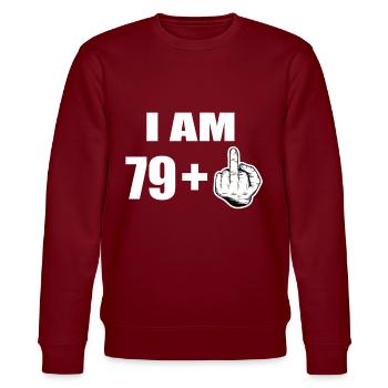 80 Geburtstag - Stanley/Stella Unisex Bio-Sweatshirt CHANGER  - Burgunderrot - Vorne - Nik (191cm) & Marisol (170cm)