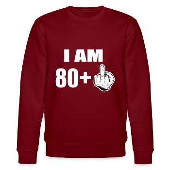 81 Geburtstag - Stanley/Stella Unisex Bio-Sweatshirt CHANGER  - Burgunderrot - Vorne - Nik (191cm) & Marisol (170cm)