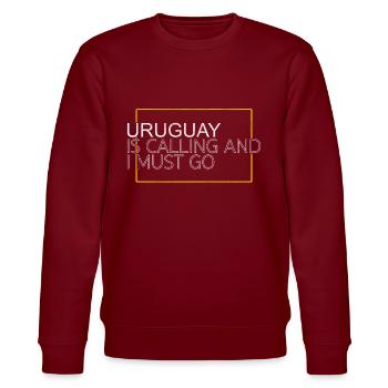Uruguay Spruch - Stanley/Stella Unisex Bio-Sweatshirt CHANGER  - Burgunderrot - Vorne - Nik (191cm) & Marisol (170cm)