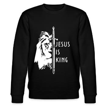 Jesus is King Gott Glaube Christlich Worship - Stanley/Stella Unisex Bio-Sweatshirt CHANGER  - Schwarz - Vorne - Nik (191cm) & Marisol (170cm)