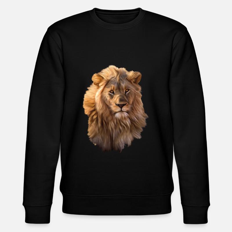 Löwe Ölgemälde Tier Savanne Wüste - Stanley/Stella Unisex Bio-Sweatshirt CHANGER  - Schwarz