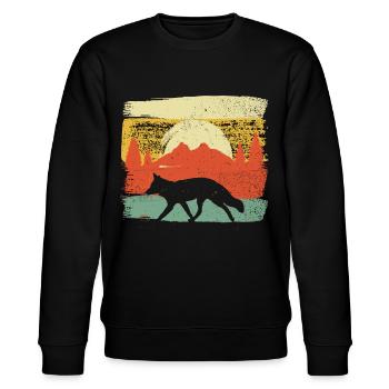 Vintage Fuchs Retro Jäger Jäger Wildtiere - Stanley/Stella Unisex Bio-Sweatshirt CHANGER  - Schwarz - Vorne - Nik (191cm) & Marisol (170cm)